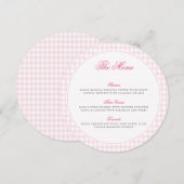 Pink Gingham Teddy Bear Neutral Baby Shower メニュー (正面/裏面)