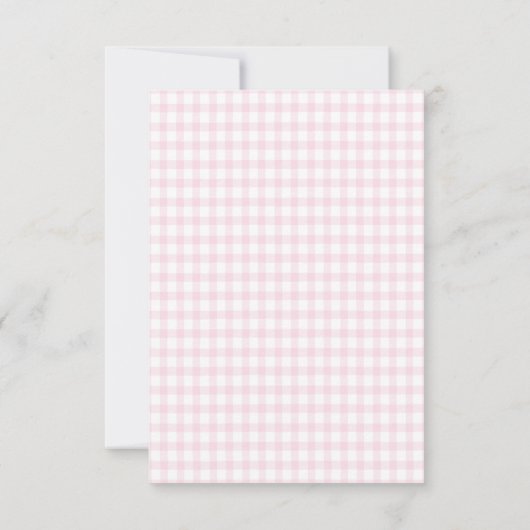 Pink Gingham Teddy Bear Neutral Baby Shower 招待状 (裏面)