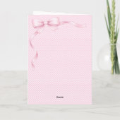 Pink Gingham Watercolor Bow Girl Birthday Card カード (裏面)