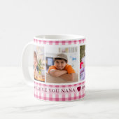 Pink Gingham We Love You Nana 4 Photo Collage コーヒーマグカップ (正面左)