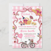 Pink Gingham Whimsical Picnic Bridal Shower Invit 招待状 (正面)