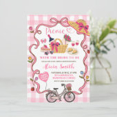 Pink Gingham Whimsical Picnic Bridal Shower Invit 招待状 (スタンド正面)