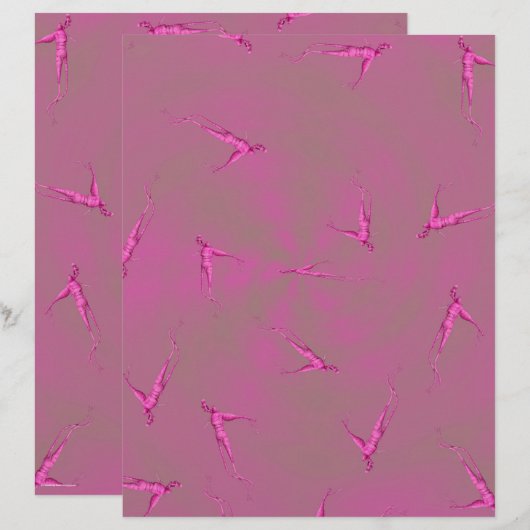 Pink Ginseng Man Scrapbook Paper 2-Sided Page (正面/裏面)