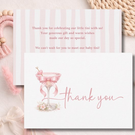 Pink Girl A Tini One Is On The Way Chic Neutral サンキューカード