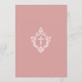 Pink Girl Baptism Cross & Crest Elegant Dusty Rose 招待状 (裏面)