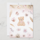 Pink Girl Bear Boho Baby Shower 招待状 (裏面)