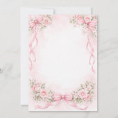 Pink Girl Bow Floral First Holy Communion 招待状 (裏面)