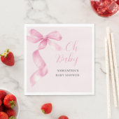 Pink Girl Bow Oh Baby Shower スタンダードランチョンナプキン (インサイチュ)