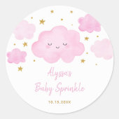 Pink Girl Cloud Stars Baby Sprinkle ラウンドシール (正面)