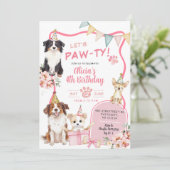 Pink Girl Dog let's Pawty Birthday Invitation 招待状 (スタンド正面)
