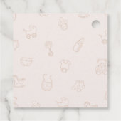 Pink Girl Elegant Hand Drawn Thank You Baby Shower フェイバータグ (裏面)