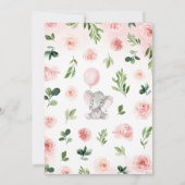 Pink Girl Elephant Baby Shower 招待状 (裏面)