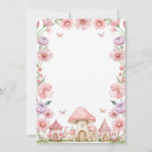 Pink Girl Floral Fairy First 1st Birthday 招待状 (裏面)