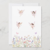 Pink Girl Floral Fairy First 1st Birthday 招待状 (裏面)