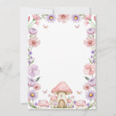 Pink Girl Floral Fairy First 1st Birthday 招待状 (裏面)