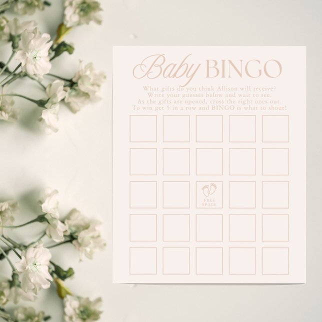 Pink Girl Minimal Baby Shower Bingo Game (クリエイターアップロード済み)