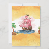 Pink Girl Pirate Theme Birthday invitation 招待状 (裏面)