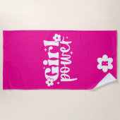 Pink Girl Power Monogram Beach Towel ビーチタオル (正面)