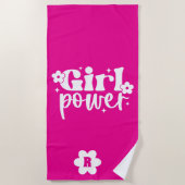 Pink Girl Power Monogram Beach Towel ビーチタオル (正面)