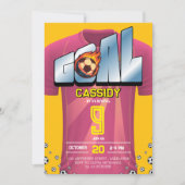 Pink Girl Soccer Shirt Birthday Party Invitation 招待状 (正面)