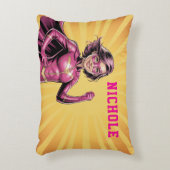 Pink Girl Superhero Birthday Party アクセントクッション (正面(垂直))