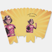 Pink Girl Superhero Birthday Party  フェイバーボックス (見開き)