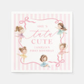 Pink Girls Bow Tutu Ballerina 1st Birthday スタンダードカクテルナプキン (正面)
