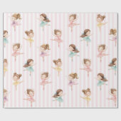 Pink Girls Bow Tutu Ballerina Birthday ラッピングペーパー (フラット)