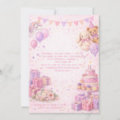 Pink Girl's First Birthday Party | 招待状 (裏面)