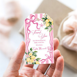 Pink Girls Lemon Ciao Baby Italian Baby Shower ギフトタグ