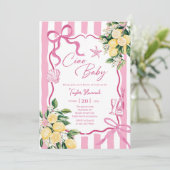 Pink Girls Lemon Ciao Baby Italian Baby Shower 招待状 (スタンド正面)