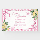 Pink Girls Lemon Ciao Baby Italian Baby Shower 横断幕 (横)