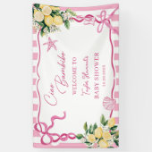 Pink Girls Lemon Ciao Baby Italian Baby Shower 横断幕 (縦)