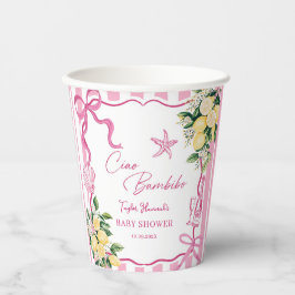 Pink Girls Lemon Ciao Baby Italian Baby Shower 紙コップ