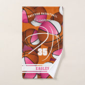 pink girls sports basketball player name  バスタオルセット (ハンドタオル)
