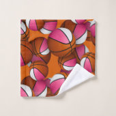 pink girls sports basketball player name  バスタオルセット (ウォッシュタオル)