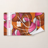 pink girls sports basketball player name  バスタオルセット (ハンドタオル)