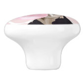 Pink Girly Bubblegum Blowing Cow セラミックノブ (側面)