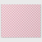 Pink Girly Checker Checkerboard Checkered Retro ラッピングペーパー (フラット)