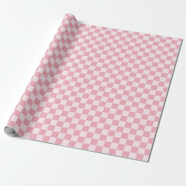 Pink Girly Checker Checkerboard Checkered Retro ラッピングペーパー