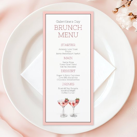 Pink Girly Cocktail Galentine's Day Brunch Party メニュー