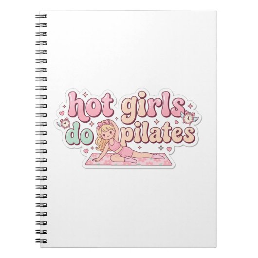 Pink Girly Fitness Planner, Pilates Girl Gift ノートブック (正面)