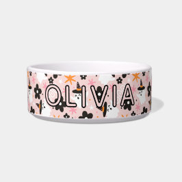 Pink Girly Ghosts Halloween Feeding Cat ボウル