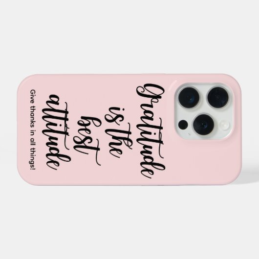 Pink Girly Gratitude iPhone 15 Phone Case iPhoneケース (裏面横)