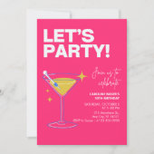 Pink Girly Party Modern 30th Birthday Invitation   招待状 (正面)