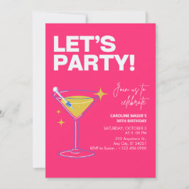 Pink Girly Party Modern 30th Birthday Invitation   招待状