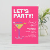 Pink Girly Party Modern 30th Birthday Invitation   招待状 (スタンド正面)