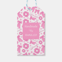 Pink Girly Scrunchies Pattern Cute Hair Accessory  ギフトタグ
