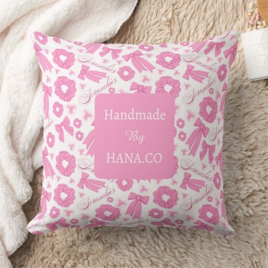Pink Girly Scrunchies Pattern Cute Hair Accessory  クッション (ブランケット)