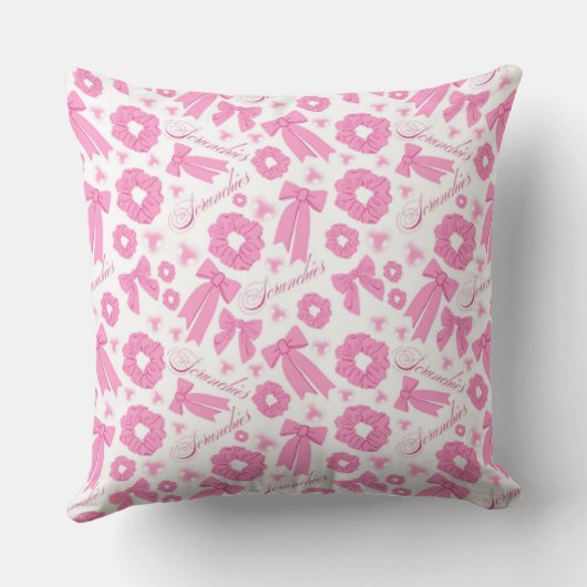 Pink Girly Scrunchies Pattern Cute Hair Accessory  クッション (裏面)